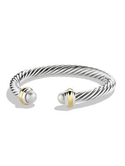 Shop David Yurman Cable Classics Bracelet With Pearls & 14k Yellow Gold