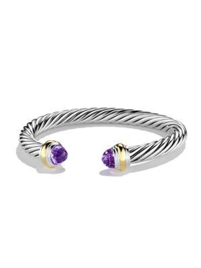 Shop David Yurman Women's Cable Classics Bracelet With Gemstones & 14k Yellow Gold In Amethyst