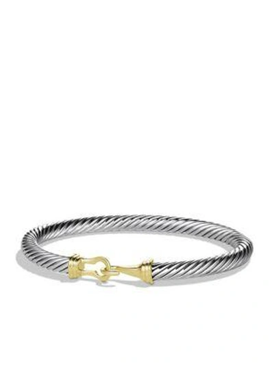 Shop David Yurman Women's Cable Classic Buckle Bracelet With 14k Yellow Gold/5mm In Silver Gold
