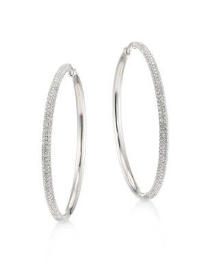 Shop Adriana Orsini Women's Pavé Hoop Earrings In Silver