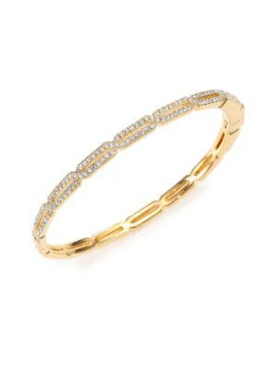 Shop Adriana Orsini Goldtone Pavé Crystal Long Hexagon Bangle Bracelet