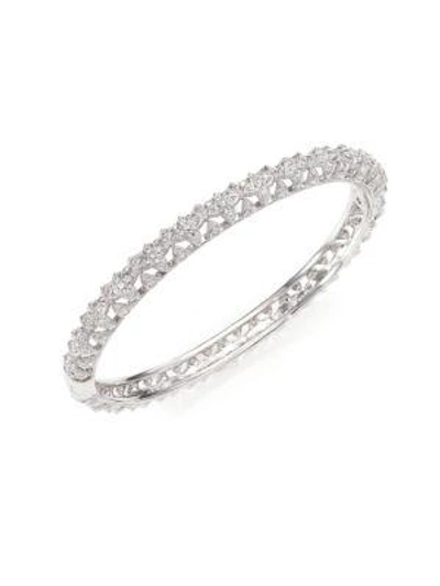 Shop Adriana Orsini Women's Pavé Crystal Floral Bangle Bracelet In Silver
