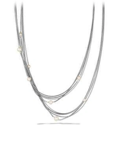 Shop David Yurman Women's Four-row Chain Necklace With Pearls In Silver