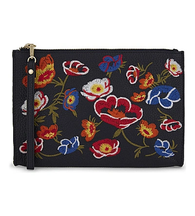 Whistles Taylor Floral Leather Wristlet In Multi-coloured