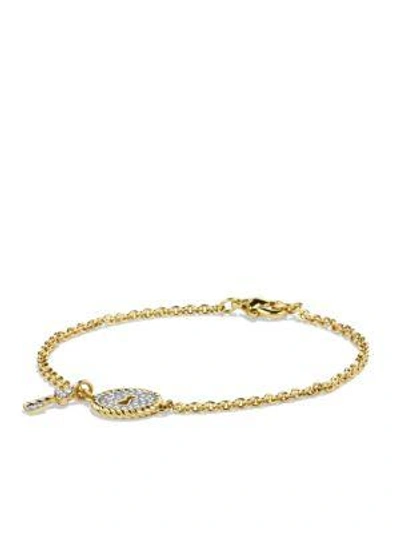 Shop David Yurman Cable Collectibles Lock Bracelet With Diamonds In Gold