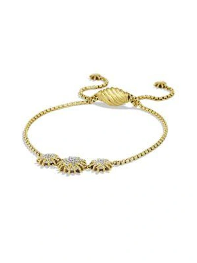 Shop David Yurman Starburst Three-station Bracelet With Diamonds In Gold