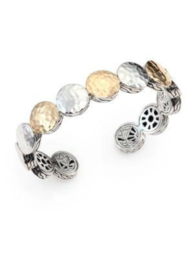 Shop John Hardy Palu 18k Yellow Gold & Sterling Silver Dot Cuff Bracelet In Gold Silver