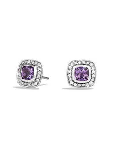 Shop David Yurman Petite Albion Earrings With Diamonds In Amethyst