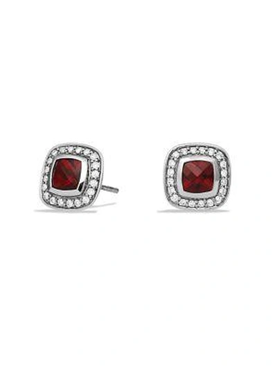Shop David Yurman Petite Albion Earrings With Diamonds In Garnet