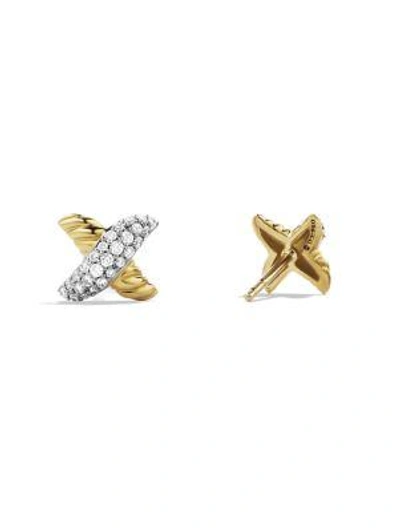 Shop David Yurman X Earrings With Diamonds In Gold