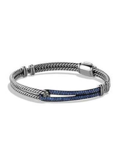 Shop David Yurman Petite Pavé Labyrinth Single-loop Bracelet In Blue Sapphire