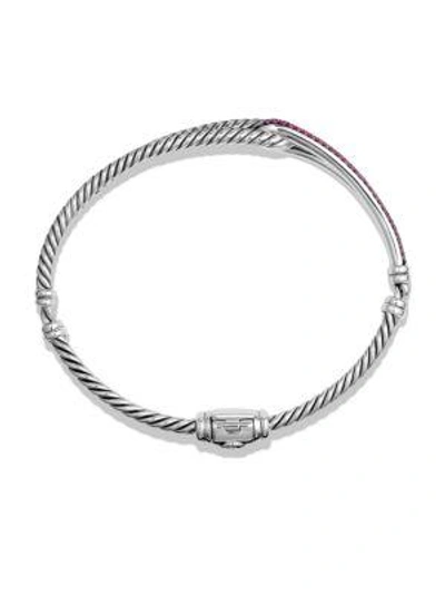Shop David Yurman Petite Pavé Labyrinth Single-loop Bracelet In Pink Sapphire