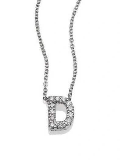 Shop Roberto Coin Tiny Treasures Diamond & 18k White Gold Love Letter Initial Pendant Necklace