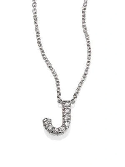 Shop Roberto Coin Tiny Treasures Diamond & 18k White Gold Love Letter Initial Pendant Necklace In J
