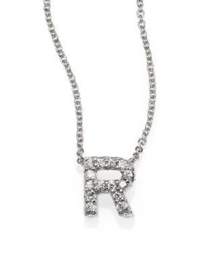 Shop Roberto Coin Tiny Treasures Diamond & 18k White Gold Love Letter Initial Pendant Necklace In R