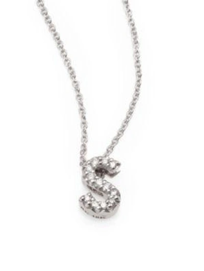 Shop Roberto Coin Tiny Treasures Diamond & 18k White Gold Love Letter Initial Pendant Necklace In S