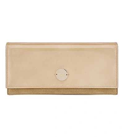 Jimmy Choo Fie Patent-leather And Suede Clutch In Nude