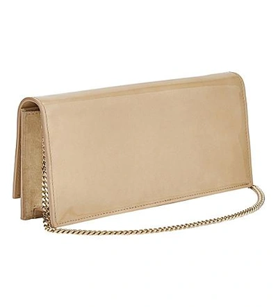 Shop Jimmy Choo Fie Patent-leather And Suede Clutch In Nude