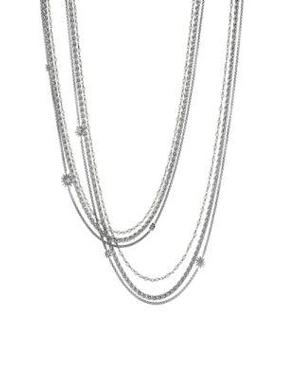 Shop David Yurman Starburst Pearl Chain Necklace In Silver