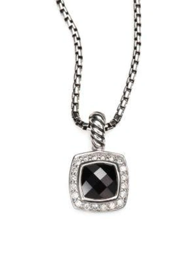 Shop David Yurman Women's Albion Petite Pendant Necklace With Gemstone & Diamonds In Black Onyx