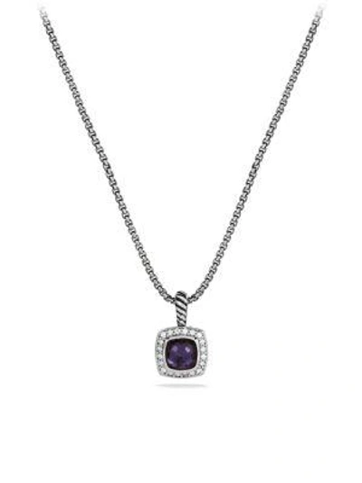 Shop David Yurman Women's Albion Petite Pendant Necklace With Gemstone & Diamonds In Black Orchid