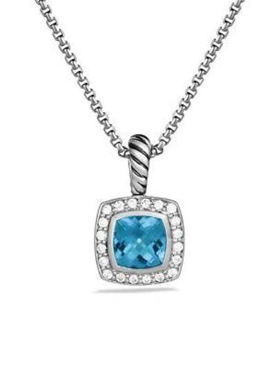 Shop David Yurman Women's Albion Petite Pendant Necklace With Gemstone & Diamonds In Blue Topaz
