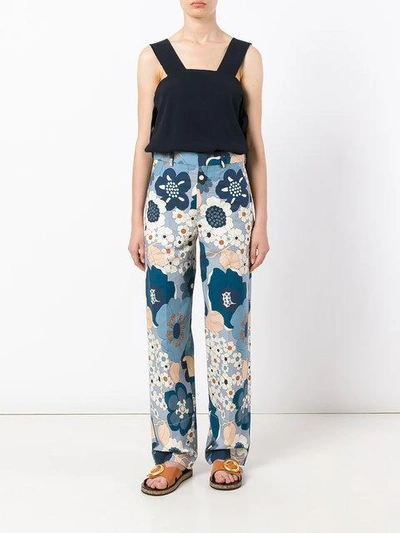 Shop Chloé Wide Leg Floral Trousers