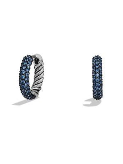 Shop David Yurman Petite Pavé Earrings In Blue Sapphire