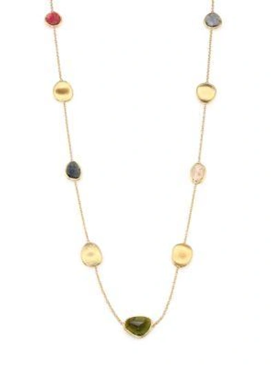 Shop Marco Bicego Lunaria Multicolor Tourmaline & 18k Yellow Gold Station Necklace In Gold-multi