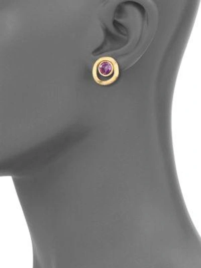 Shop Marco Bicego Jaipur Color Amethyst & 18k Yellow Gold Stud Earrings In Gold-amethyst