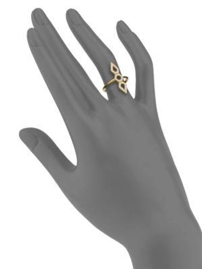 Shop Ron Hami Orighami Pavé Diamond & 18k Yellow Gold Three-shape Totem Ring