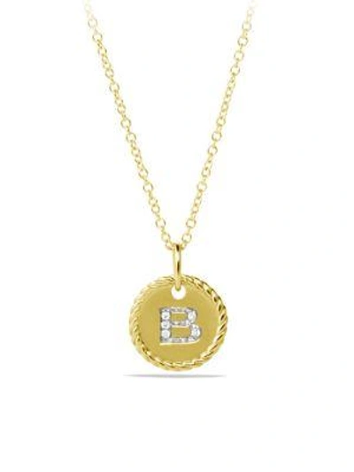 Shop David Yurman 18k Yellow Gold Initial Pendant Necklace In B