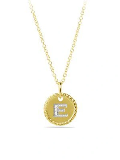 Shop David Yurman 18k Yellow Gold Initial Pendant Necklace In E