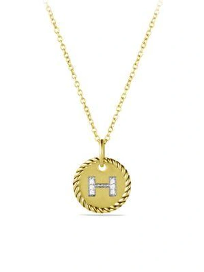 Shop David Yurman 18k Yellow Gold Initial Pendant Necklace In H