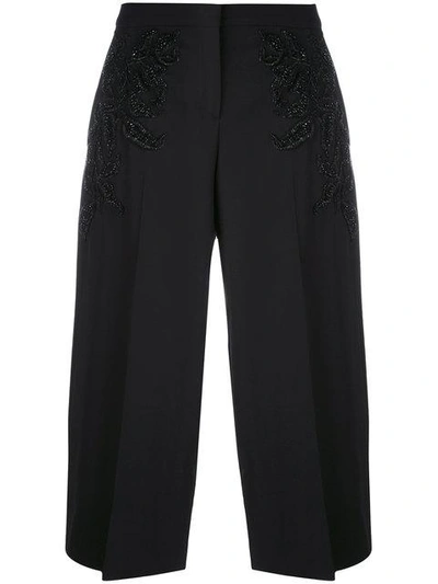 Shop Alexander Mcqueen Beaded Cropped Trousers In Black