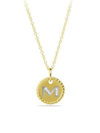 Shop David Yurman 18k Yellow Gold Initial Pendant Necklace In M