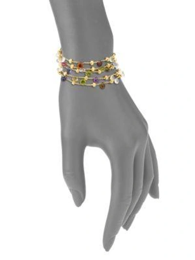 Shop Marco Bicego Paradise Semi-precious Multi-stone & 18k Yellow Gold Multi-strand Bracelet In Gold-multi