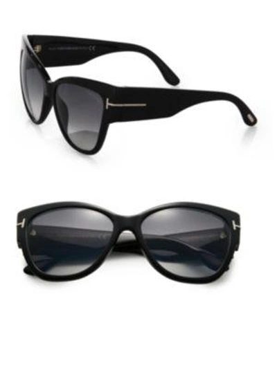 Shop Tom Ford Women's Anoushka 57mm Cat Eye Sunglasses In Black