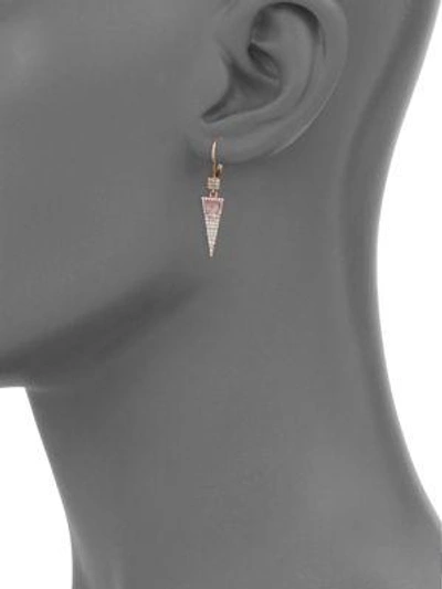 Shop Meira T Rose Quartz, Pink Mother-of-pearl, Diamond & 14k Rose Gold Triangle Drop Earrings