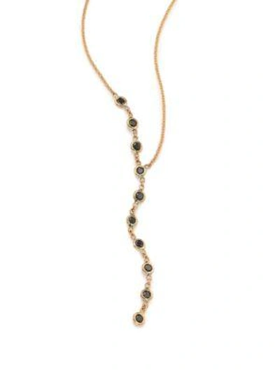 Jacquie Aiche Black Diamond & 14k Yellow Gold Asymmetrical Y Necklace In Gold-black