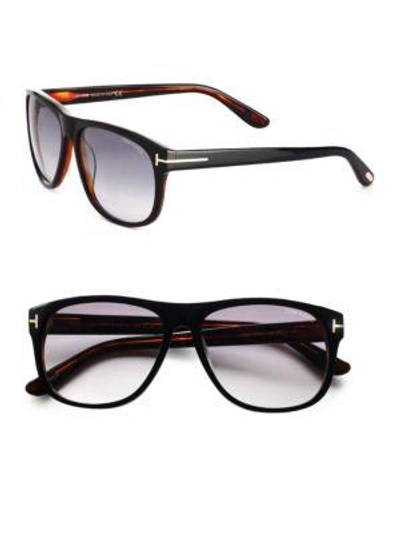 Shop Tom Ford Olivier Oversized Square Acetate Sunglasses In Black