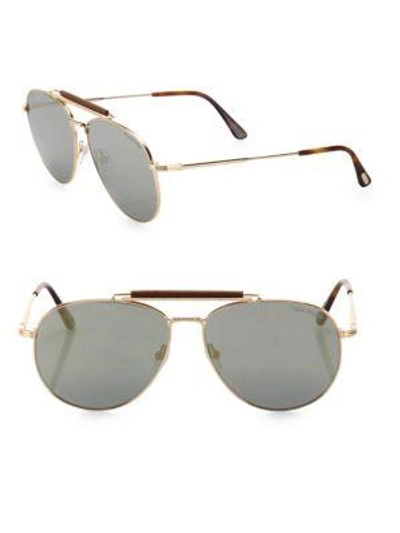 Shop Tom Ford Women's Sean 60mm Mirrored Aviator Sunglasses In Grey