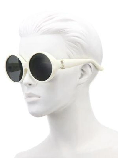 Shop Saint Laurent Sl M1 60mm Round Sunglasses In Ivory