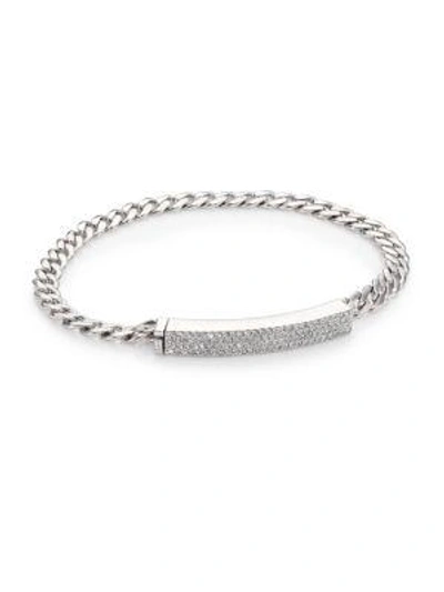 Shop Adriana Orsini Women's Cubic Zirconia Pavé & Rhodium-plated Id Bracelet In Silver