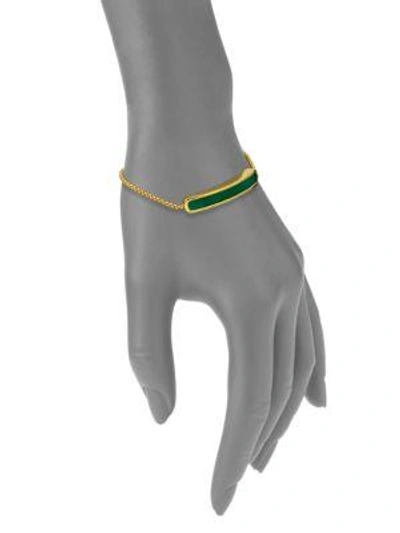 Shop Monica Vinader Baja Green Onyx Chain Bracelet In Gold-green Onyx
