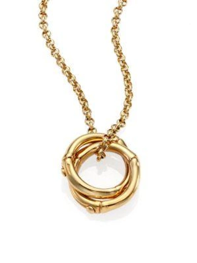 Shop John Hardy Women's Bamboo Small 18k Yellow Gold Interlinking Ring Pendant Necklace