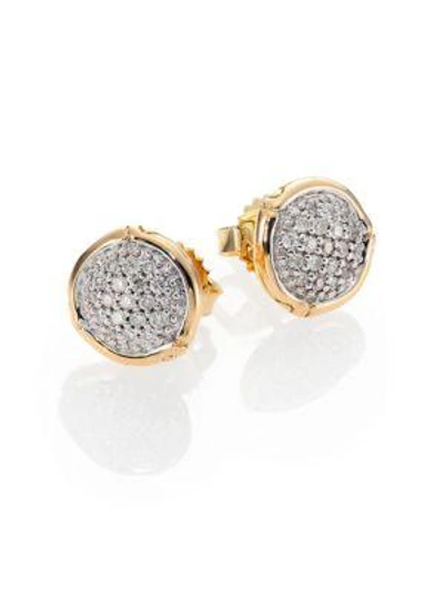 Shop John Hardy Women's Bamboo Small Diamond & 18k Yellow Gold Round Stud Earrings