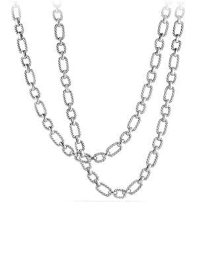 Shop David Yurman Cushion Link Chain Necklace With 18k Gold In Silver