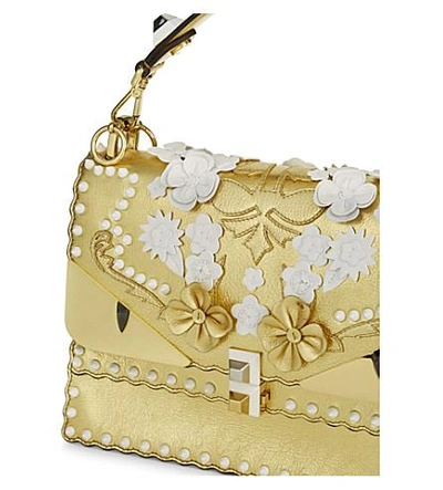 Shop Fendi Kani I Special Metallic Leather Shoulder Bag In Gold
