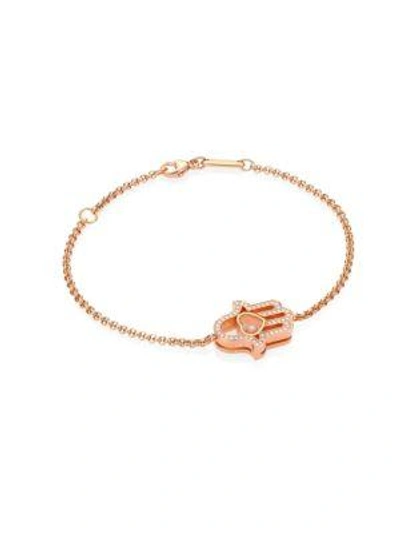 Shop Chopard Happy Diamonds Pave Hamsa Hand Diamond & 18k Rose Gold Bracelet